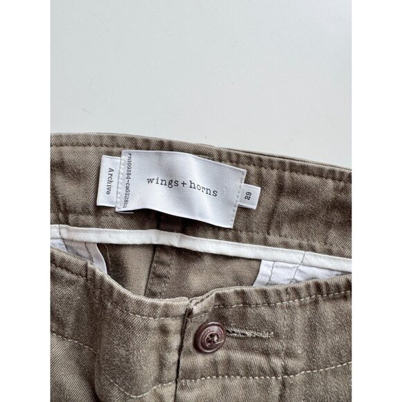 WINGS+HORNS Westpoint Olive Green Cotton Twill Straight Chino Pants, Size 29 - Picture 14 of 16